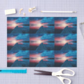 穏やかな湖に浮かぶ美しい夕日 薄葉紙 (クラフト)