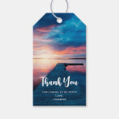 穏やかな湖に美しい夕日パーティーありがとう ギフトタグ (正面)