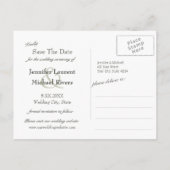 穏やかな湖のほとりの緑豊かな木々と水面の反射が美しい結婚式の風景 案内ポストカード (裏面)