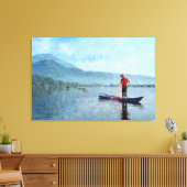 穏やかな湖の上の日の出 キャンバスプリント (インサイチュ (リビング))