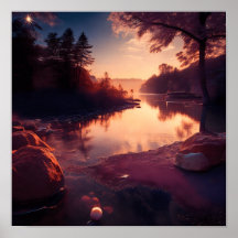 穏やかな湖の上の朝日の出