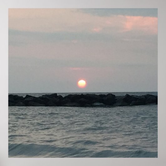 穏やかな湖の夕焼け - 夕方の風景デコレーション ポスター (正面)