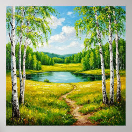 穏やかな湖の景色 ポスター