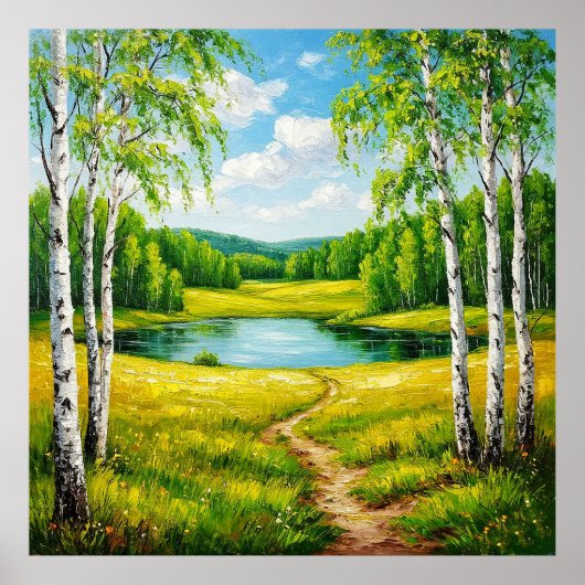 穏やかな湖の景色 ポスター (正面)