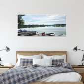 穏やかな湖の穏やかなボートの穏やかな自然写真 キャンバスプリント (インサイチュ (寝室))