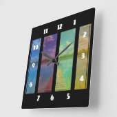 穏やかな湖の風景を越えた木製の桟橋 スクエア壁時計 (傾斜)