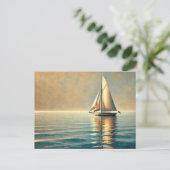 穏やかな湖を航行すること ポストカード (スタンド正面)