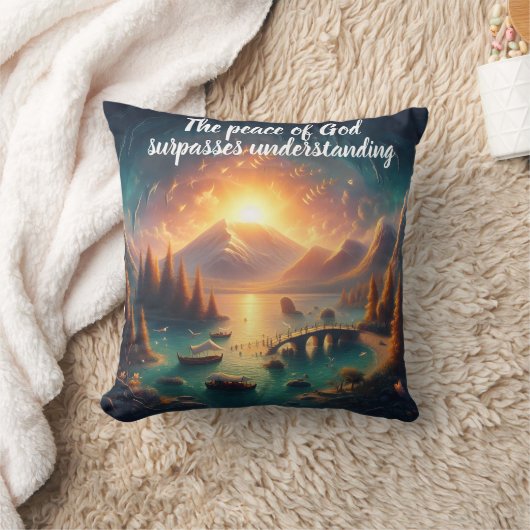 穏やかな湖反射 クッション (ブランケット)