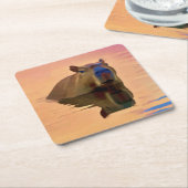 穏やかな湖芸術から生まれるカピバラ|過去記事 スクエアペーパーコースター (アングル)