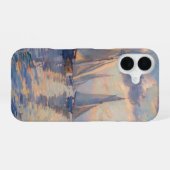 穏やかな湾に帆船 iPhone 16ケース (裏面横)