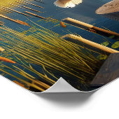 穏やかな湿地帯に優雅なアメリカの白いペリカン ポスター (角)