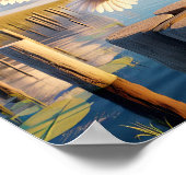 穏やかな湿地帯に優雅なアメリカの白いペリカン ポスター (角)