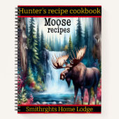 穏やかな滝と木々に囲まれたムース ノートブック (正面)