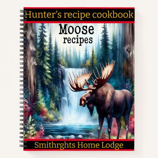 穏やかな滝と木々に囲まれたムース ノートブック (正面)