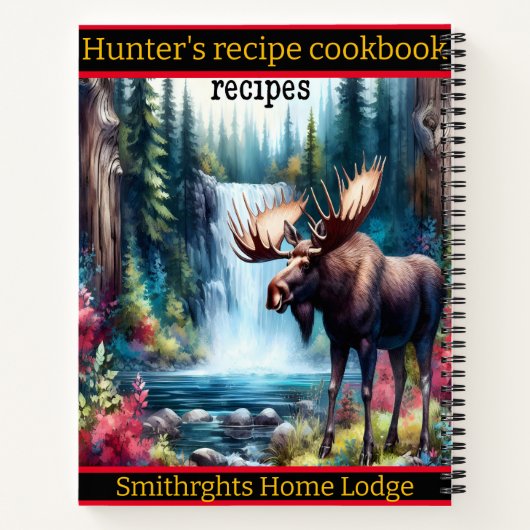 穏やかな滝と木々に囲まれたムース ノートブック (裏面)