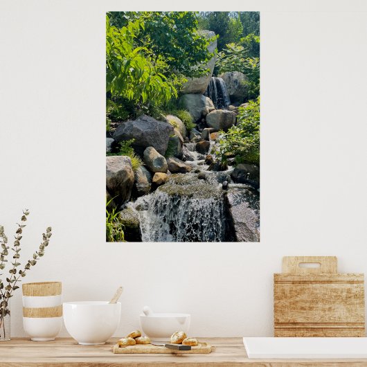 穏やかな滝のシーン穏やかな自然美しい ポスター (キッチン)