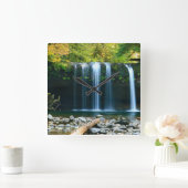 穏やかな滝 スクエア壁時計 (ホーム)