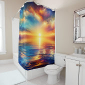 「穏やかな潮流と夕焼けの反射」 シャワーカーテン (インサイチュ)
