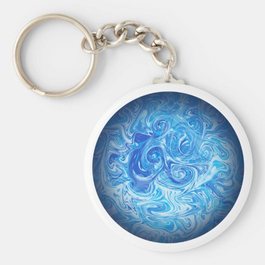 穏やかな潮流の流体アートキーチェーン キーホルダー (正面)