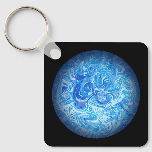 穏やかな潮流の流体アートキーチェーン キーホルダー (正面)