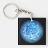 穏やかな潮流の流体アートキーチェーン キーホルダー (正面)