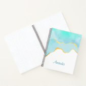 穏やかな熱帯グリーンブルーと金ゴールド縁ど ノートブック (内部)