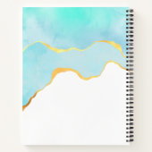 穏やかな熱帯グリーンブルーと金ゴールド縁ど ノートブック (裏面)