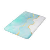 穏やかな熱帯グリーンブルーと金ゴールド縁ど バスマット (アングル)