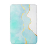 穏やかな熱帯グリーンブルーと金ゴールド縁ど バスマット (正面縦)