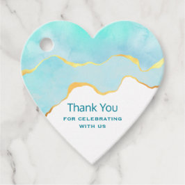 穏やかな熱帯グリーンブルーと金ゴールド縁ど フェイバータグ