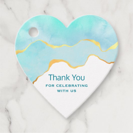 穏やかな熱帯グリーンブルーと金ゴールド縁ど フェイバータグ (正面)