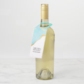 穏やかな熱帯グリーンブルーと金ゴールド縁ど ボトルネックタグ (アングル)