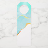 穏やかな熱帯グリーンブルーと金ゴールド縁ど ボトルネックタグ (裏面)