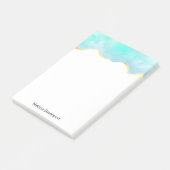 穏やかな熱帯グリーンブルーと金ゴールド縁ど ポストイット (アングル)