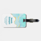 穏やかな熱帯グリーンブルーと金ゴールド縁ど ラゲッジタグ (裏面横)