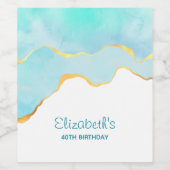 穏やかな熱帯グリーンブルーと金ゴールド縁ど ワインラベル (シングルラベル)