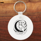 穏やかな猫の蓮の花 ヨガ瞑想 愛好者 Tシャツ キーホルダー (正面)