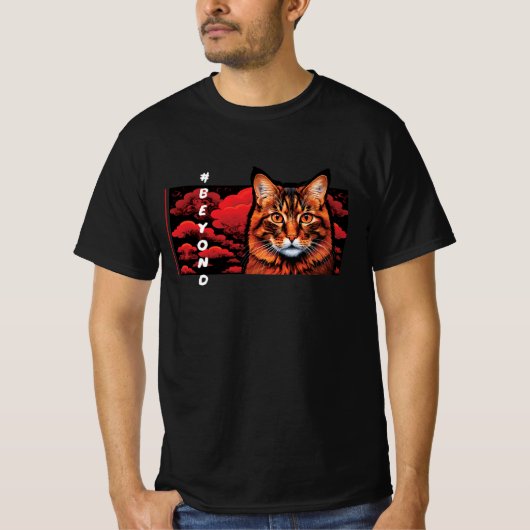 穏やかな猫の顔 ミニマリストの美意識 Tシャツ (正面)