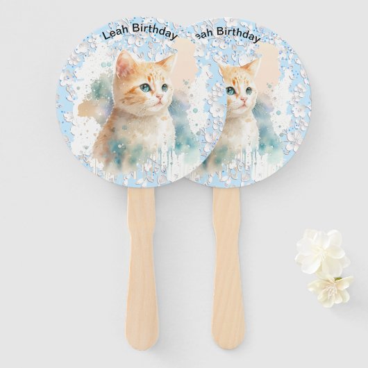 穏やかな猫 ハンドファン (正面&裏面)