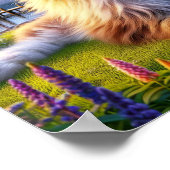 穏やかな田園地帯で休むメインのあらいぐまの猫 ポスター (角)