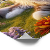 穏やかな田園地帯で休むメインのあらいぐまの猫 ポスター (角)