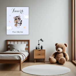 穏やかな男の子ラクーン青い赤ちゃんシャワーの好意 ポスター