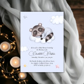 穏やかな男の赤ちゃんラクーンブルーベビーシャワー 招待状