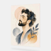 穏やかな男性の魂の肖像画 アクリルサイン (傾斜)
