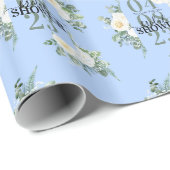 穏やかな白い水の色のバラユーカリプトゥスブルー ラッピングペーパー (ロールコーナー)