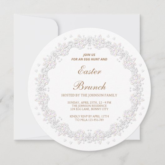 穏やかな白リース、春エステル分岐 招待状 (正面)