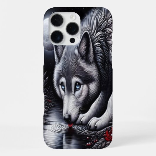 穏やかな白狼の情景 iPhoneケース (裏面)