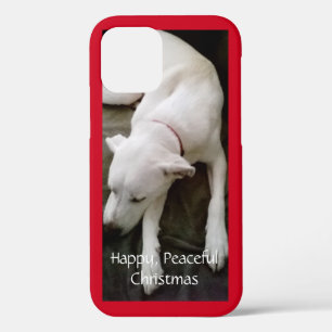 穏やかな眠っている子犬の赤いクリスマス iPhone 12ケース