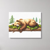 穏やかな眠りのクマの木製壁芸術 キャンバスプリント (正面)