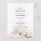 穏やかな睡蓮と蓮の花の水彩結婚の インビテーションポストカード (正面)